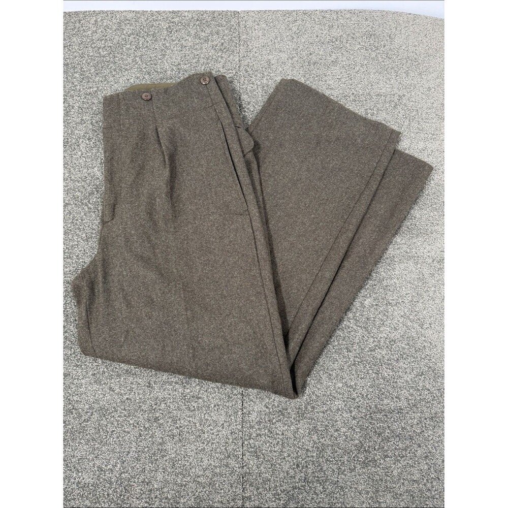 Banana Republic Pants Wm 12 LONG Wool Blend Green High Rise Pleated Trousers